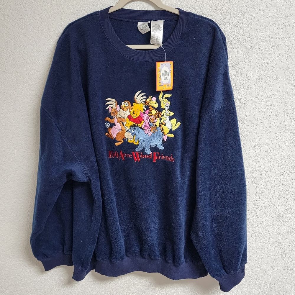 NWT Navy Disney Store Winnie The Pooh Fleece Size XXL Oversized Vintage Y2K